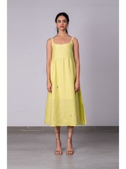Zebein - Alicia Strap Panel Dress With Pockets - Lime