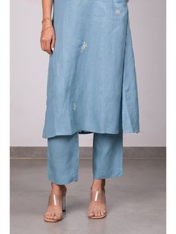 Zebein - Maya Linen Narrow Pants - Icy Blue