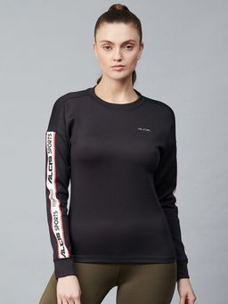 Alcis - Women Black Solid Sweatshirt
