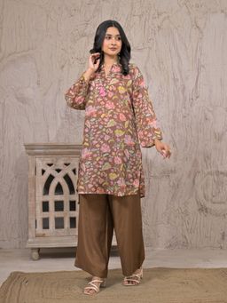 Zari Jaipur - Brown Floral Co-Ord Set