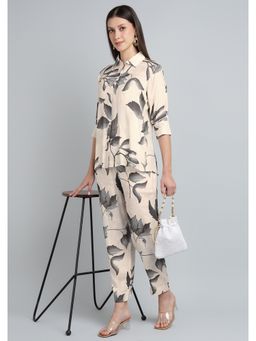 Zari Jaipur - Cream Leaf Printed Co-Ord Set