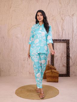 Zari Jaipur - Blue Floral Printed Co-Ord Set