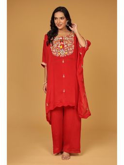 Zari Jaipur - Red Embroidered Co-Ord Set