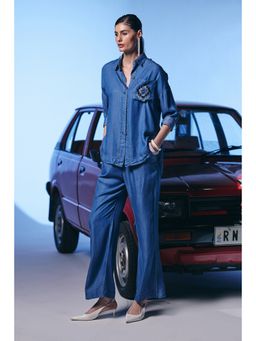Zari Jaipur - Blue Solid Co-Ord Set