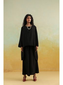 Zari Jaipur - Black Cotton Silk Co-Ord Set