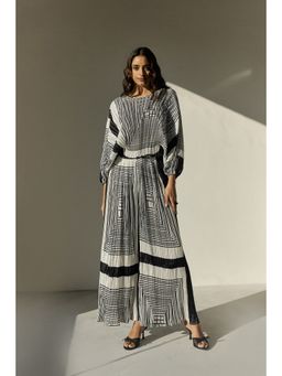 Zari Jaipur - Black Silk Blend Striped Co-Ord Set