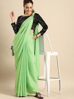Kartika - Chiffon Green Colour Embellished Saree with Unstitched Blouse