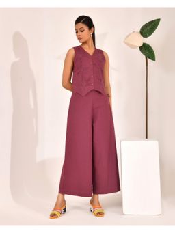 WE'AVE BY SHUBHKARI - Wine Embroidered Blush wood Co-Ord Set