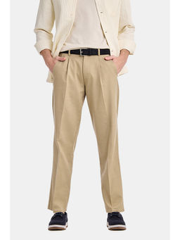 Snitch - Beige Solid Loose Casual Trouser for Men