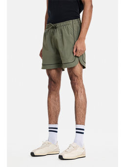 Snitch - Olive Solid Loose Casual Shorts for Men