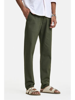 Snitch - Men's Green Textured Regular Casual Trouser