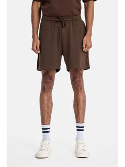 Snitch - Brown Solid Relaxed Casual Shorts for Men