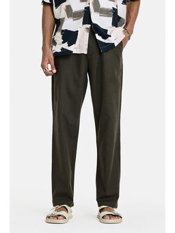 Snitch - Men's Olive Washed Relaxed Casual Trouser for Men