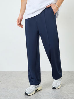 Styli - Men's Navy Blue Relaxed Fit Trackpant