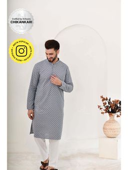 House of Chikankari - Chikankari Cotton Straight Men's Kurta