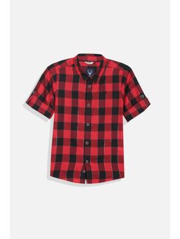 Allen Solly - Boys Red Slim Fit Check Casual Shirt