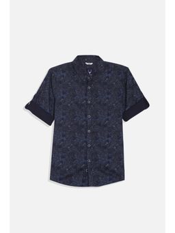Allen Solly - Boys Navy Slim Fit Print Casual Shirt