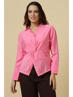 Allen Solly - Women Pink Solid Long Sleeves Shirt