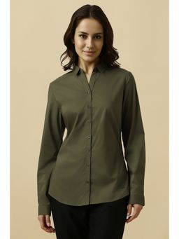 Allen Solly - Women Olive Solid Long Sleeves Shirt