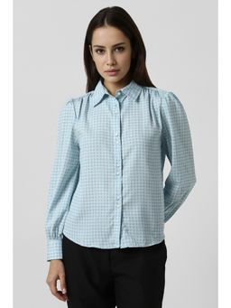 Van Heusen - Women Light Blue Print Long Sleeves Formal Shirt