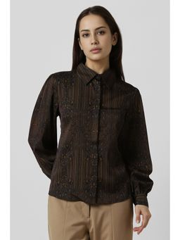 Van Heusen - Women Black Print Long Sleeves Party Shirt