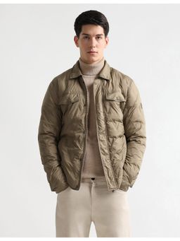 Arrow Sports - Mens Solid Regular Fit Puffer Jacket - Brown