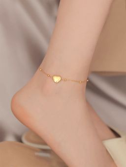 Yellow Chimes - Gold-Toned Plated Stainless Steel Heart Charm Fashion Anklet
