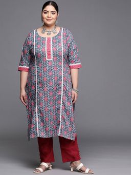 Extra love by Libas - Plus Size Women Blue Printed Cotton Kurtas for Women