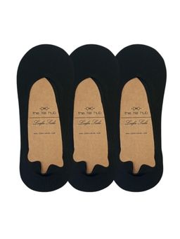 The Tie Hub - Breathable Solid Black No Show Loafer Socks (Pack of 3)