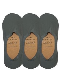 The Tie Hub - Breathable Solid Grey No Show Loafer Socks (Pack of 3)