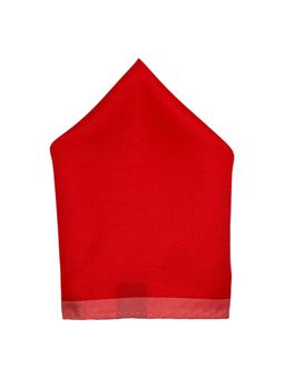 The Tie Hub - Deep Red Microfiber Pocket Square with Coral Border