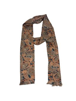 The Tie Hub - Brown with Blue Paisley Silk Scarf