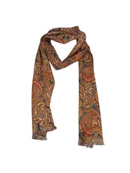 The Tie Hub - Orange with Blue Paisley Silk Scarf