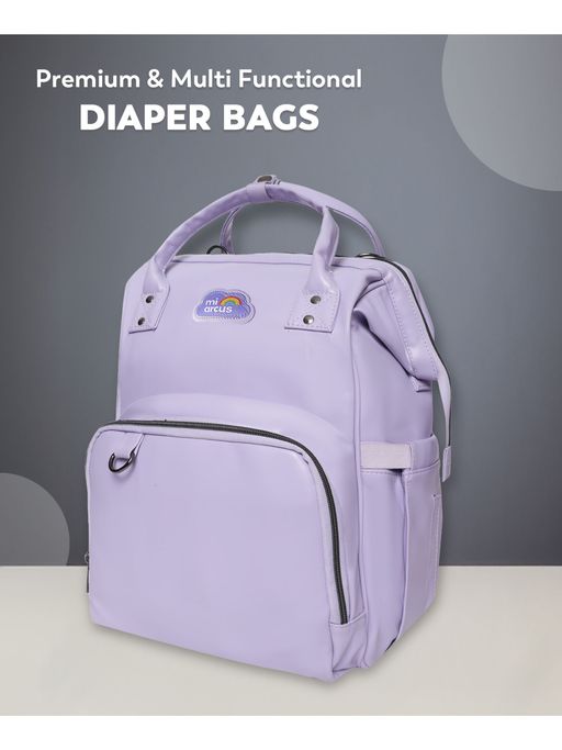 Mi Arcus 100% Vegan Leather Printed Diaper Bag/ BackPack & Diaper Changing Sheet