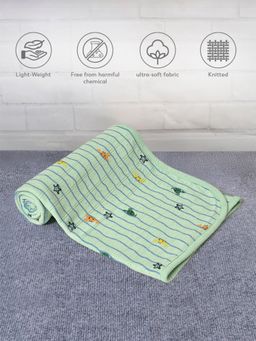 Mi Arcus - 100% Cotton Printed Soft Dual-Layer Blanket for 0-12 M, 90x70 cm - Green