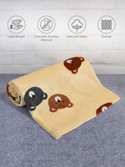 Mi Arcus - Bear Face Print Premium Ultra-Soft Blanket for 2-6 Y, 120x150 CM - Cream