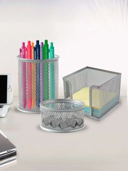 UMAI - Set Of 3 Pen Holder For Office- Grey