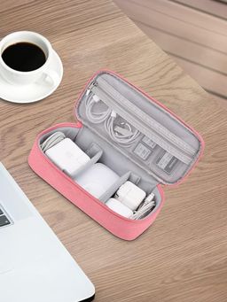 UMAI - Polyester Makeup Organizer (2 Compartments)- Pink