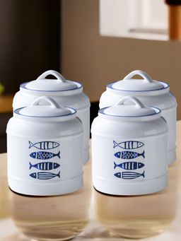UMAI - Kitchen Storage Jars- 2.5L- Pack Of 4 - White & Blue