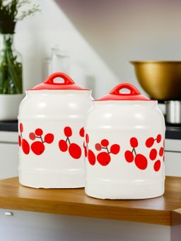 UMAI - Ceramic Kitchen Storage Jars- 2.5L- Pack Of 2 - Red