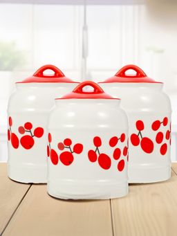 UMAI - Ceramic Kitchen Storage Jars- 2.5L- Pack Of 3 - Red