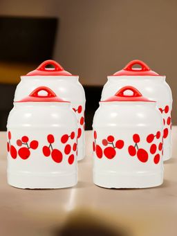 UMAI - Ceramic Kitchen Storage Jars- 2.5L- Pack Of 4 - Red