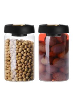 UMAI - Borosilicate Glass Jar With Vacuum Plastic Lid- Pack Of 2- 1200Ml