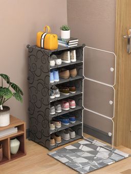 UMAI - 6-Tier Foldable Shoe Rack Organizer- Black
