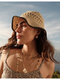 American Eagle - Women Beige Raffia Bucket Hat