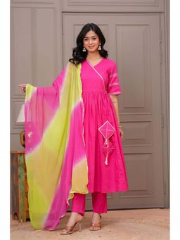 Autumnlane - Ganatra Candy Cotton Anarkali Kurta and Pant with Dupatta (Set of 3)