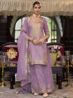 Autumnlane - Lavender Garva Orchid Full Work and Sharara with Dupatta (Set of 3)