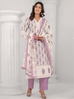 Autumnlane - Sayesha Orchid Printed Cotton and Pant with Dupatta (Set of 3)