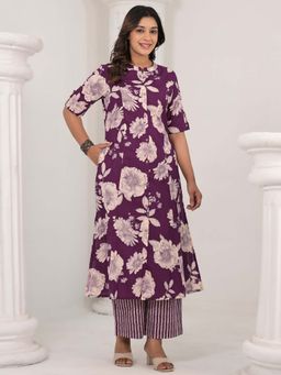 Autumnlane - Sneha Orchid Cotton Kurta and Pant (Set of 2)