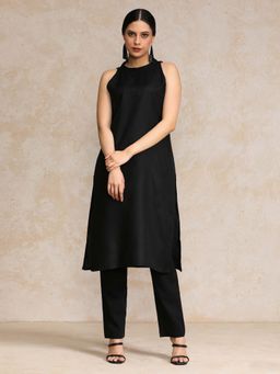Varanga - Black Halter Neck Straight Kurta